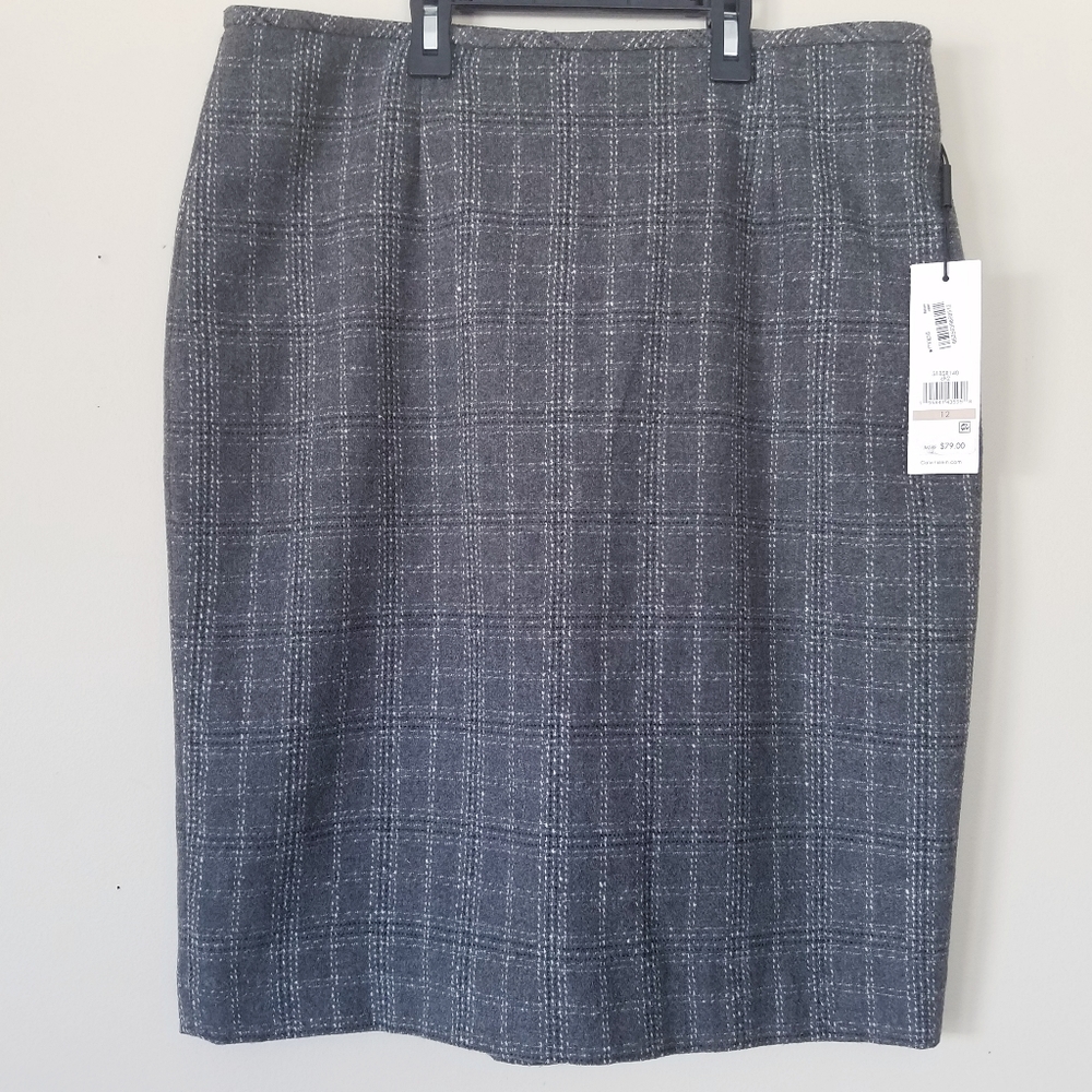 Plaid Pencil Skirt, Wool, Polyester, Calvin Klein, size 12, New, NWT